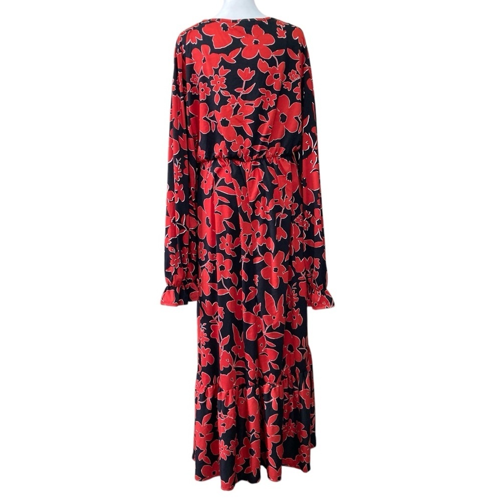 Haptics It's A Match Black &  Red Floral Long Sleeve Maxi Dress (Size 3X) - Picture 2 of 11